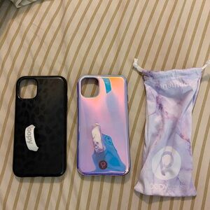 Loopy Black Leopard & Iridescent Phone Case Duo for IPhone 11.